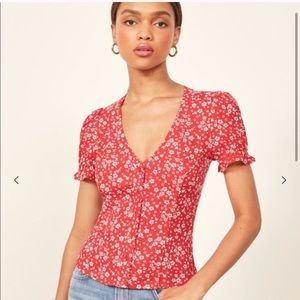Reformation Allegra Top in red